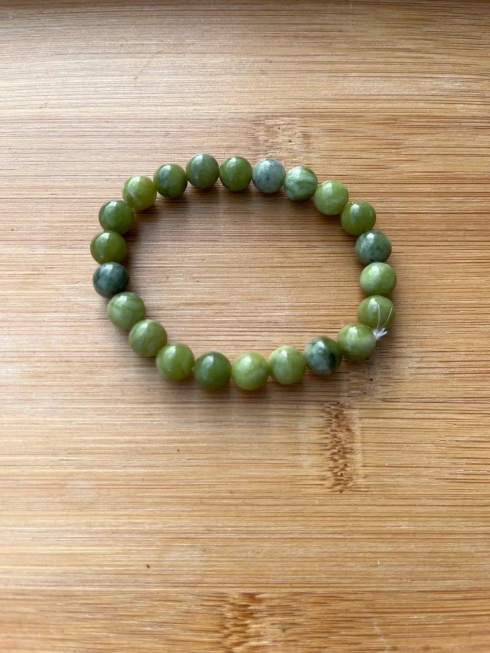 Green Beaded Stretch Bracelet - Natural Stone 6.5 inches handmade by Jayglam7 - Picture 9 of 10